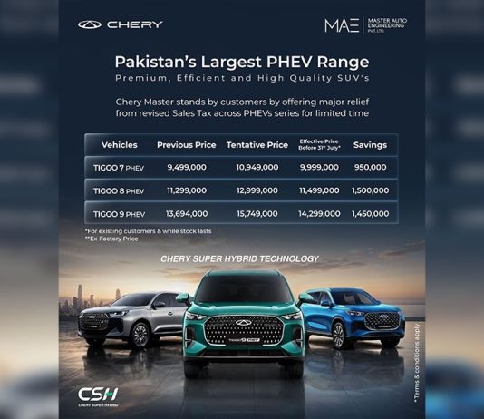 Chery Master stands by its customers, offering major relief from the revised Sales Tax across its PHEV lineup for a limited time. Save up to PKR 1.5 million Chery